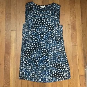 Lucky Brand Mini Shift Sleeveless Dress in Blue Stained Glass Pattern